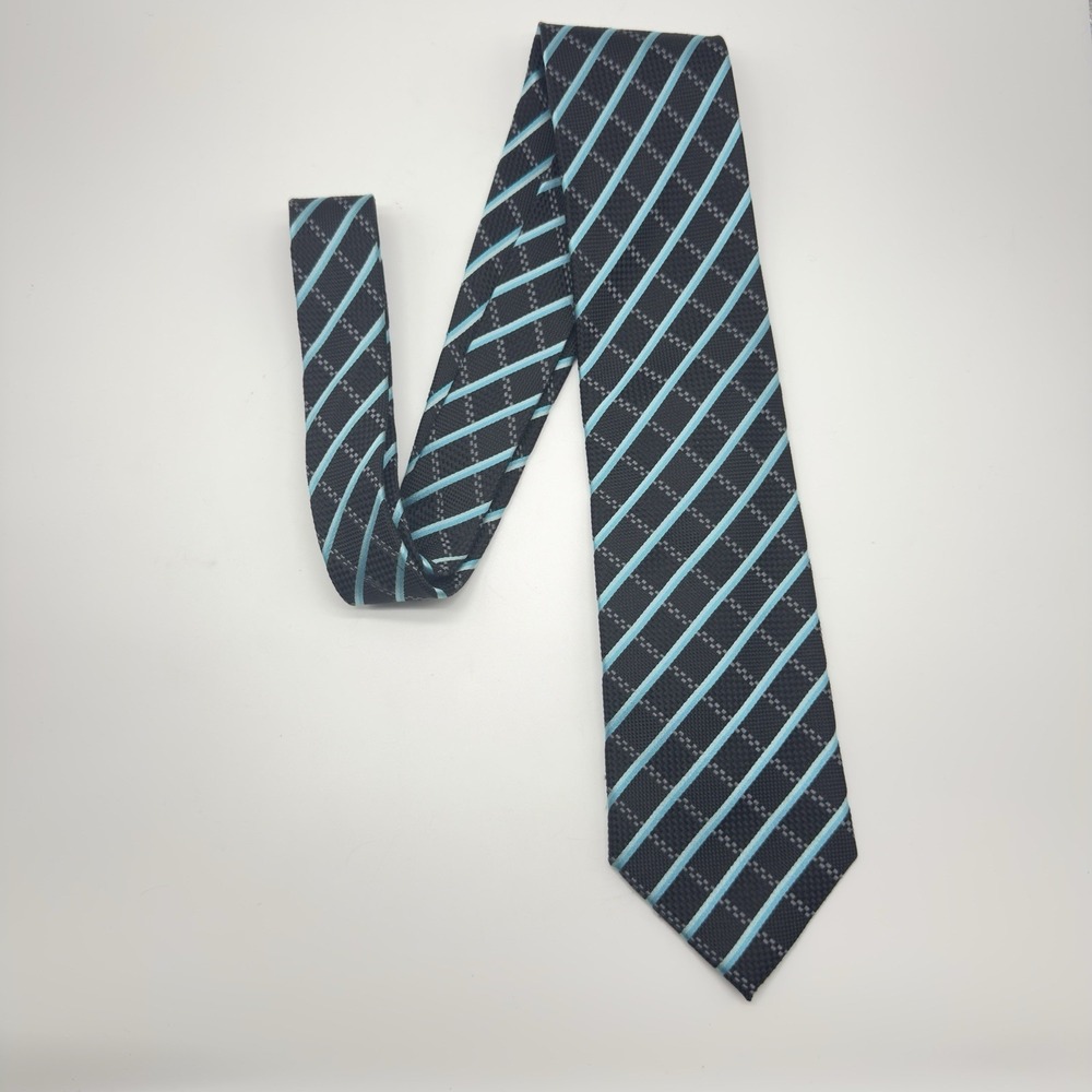 Countess Mara Men's Neck Tie Featuring‎ Black & Blue Stripped Pattern 63 Inches